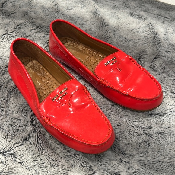 kate spade Shoes - Kate Spade Leather Deck Slip on Loafers Orange Red size 6.5 EUC